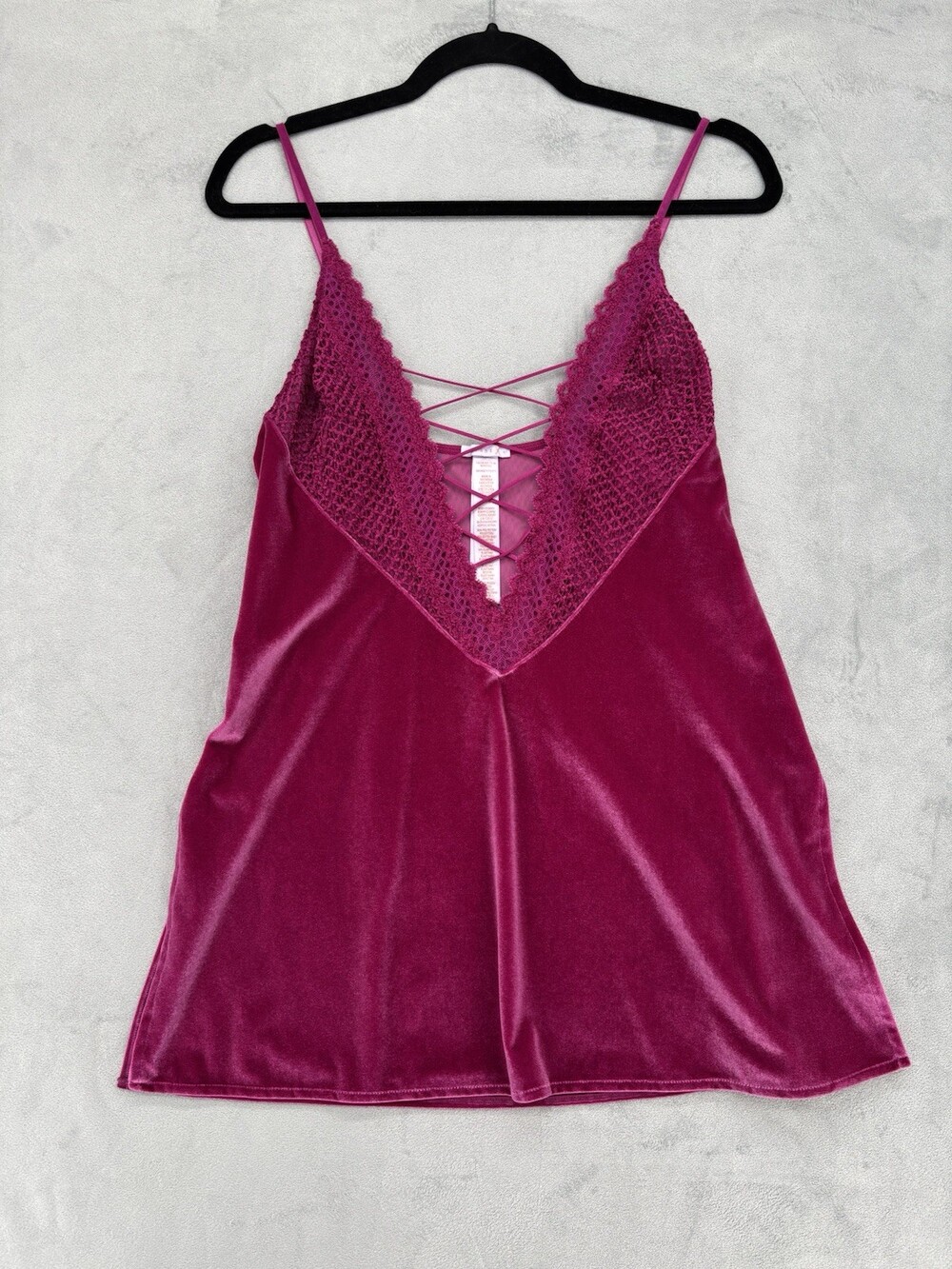Savage X Fenty Velvet Vixen Slip Dress Purple Heat Lace-Up V-Neck Mini‎ Size L